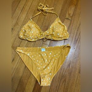 NWT 2 Piece Kona Sol Women's Size XL Polka Dot High Waisted Bikini Top & Bottoms